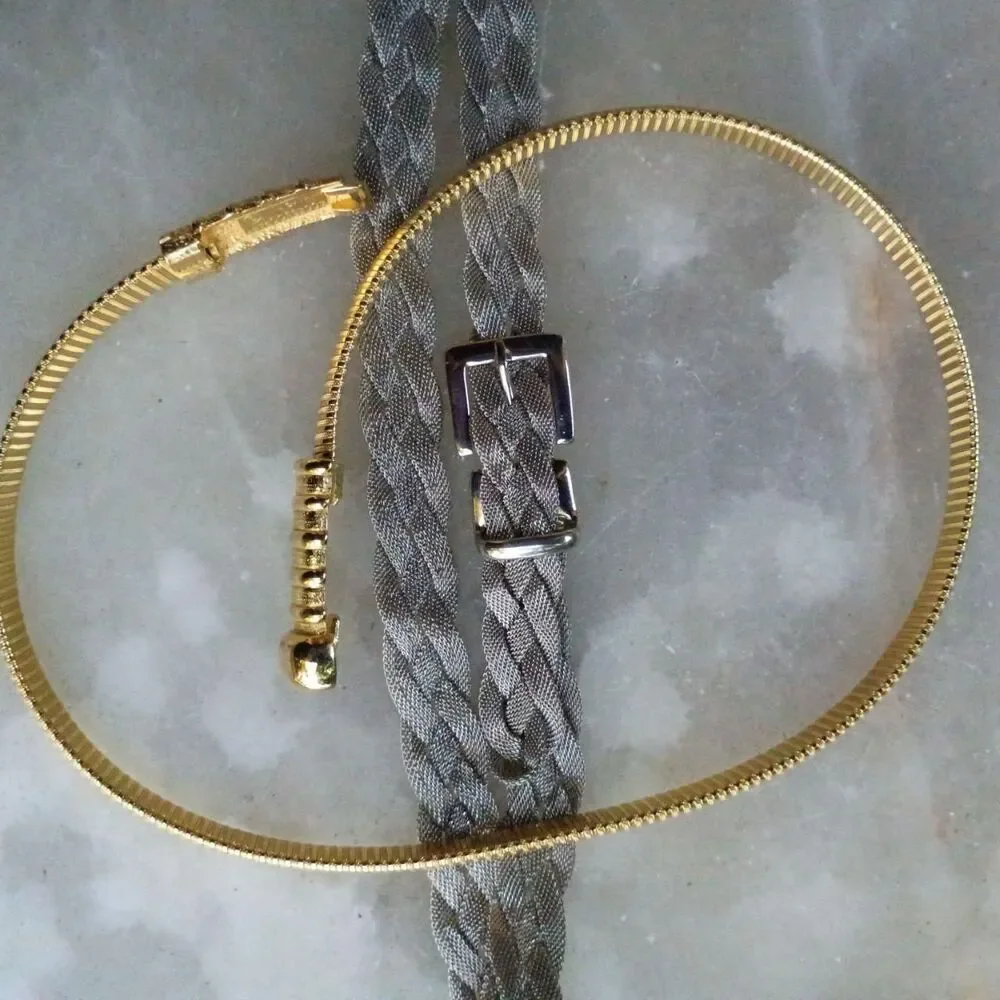 2 Ladies Small Metal Belts